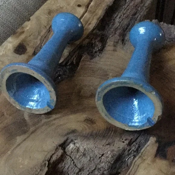 Vintage pottery candle holders primitive rustic farmhouse shabby chic cowgirl - Picture 4 of 9